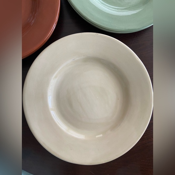 Set 2 POTTERY BARN Mexico SAUSALITO Dinner Plates 12” CHOICE Ivory Green Spice - Picture 2 of 14